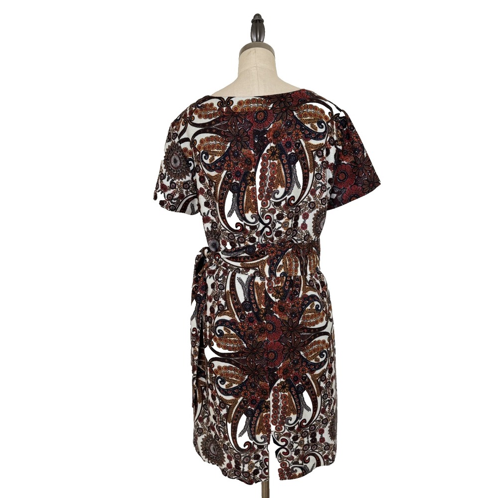 See by Chloé Womens Dress‎ Size 12 Paisley Jacquard Tie Waist Short Sleeve Boho - Picture 7 of 13